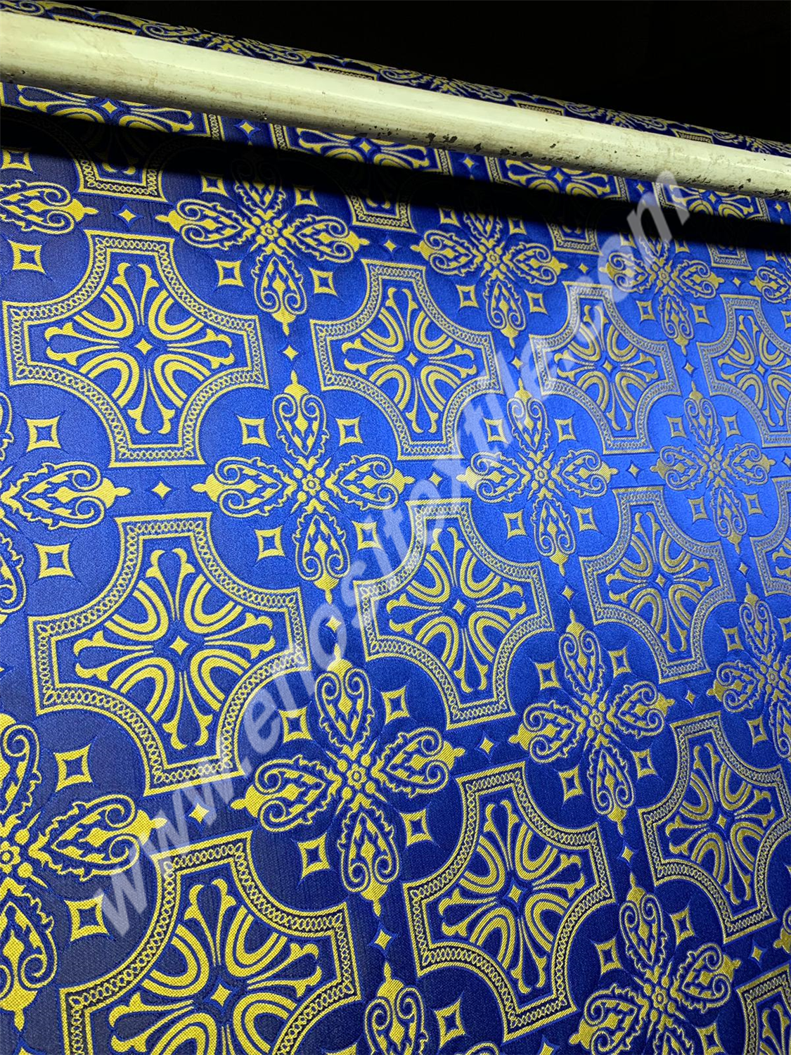 KL-033 Dark Blue-Gold Brocade Fabrics